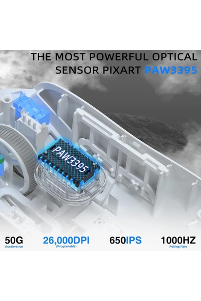 AJ139 Pro Kablosuz Oyuncu Mouse Paw 3395 26000 DPI - Resim 8