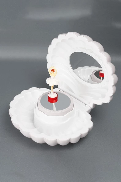 Hareketli Balerinli Deniz Kabuğu Aynalı Takı ve Müzik Kutusu - Resim 3