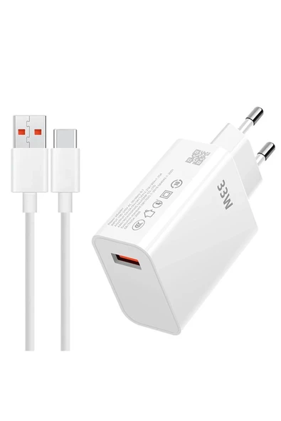 Type-C Kablolu Hızlı Şarj Cihazı Duvar Şarj Cihazı USB Çıkışlı Tablet ve Telefon Şarj Aleti TRW420 ürün görseli