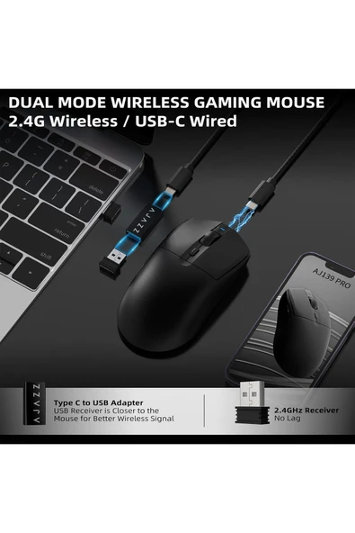 AJ139 PRO KABLOSUZ OYUNCU MOUSE PAW 3395 26000 DPI - 3