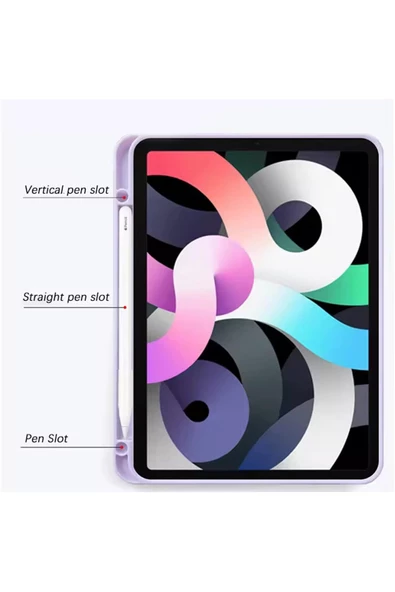 Galaxy Tab A9+ ile uyumlu Kılıf Lüks Kadife İç Kaplamalı Suni Deri, Mıknatıslı V- Stand Arka Kapak - Resim 3