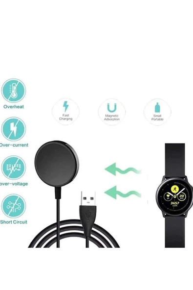 Samsung Galaxy Watch 6 ile Uyumlu Akıllı Saat Usb Şarj Aleti Akıllı Saat Şarj Kablosu Manyetik Siyah - Resim 5
