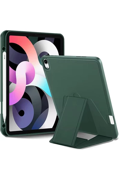 iPad Pro 12.9 5.Nesil ile uyumlu Kılıf Lüks Kadife İç Kaplamalı Suni Deri, Mıknatıslı V- Stand