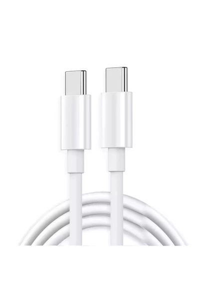 Type-C to Type-C 60W iPhone 15 Uyumlu Data ve şarj Kablo 1 Metre Beyaz Renk USB C to USB C Kablo ürün görseli