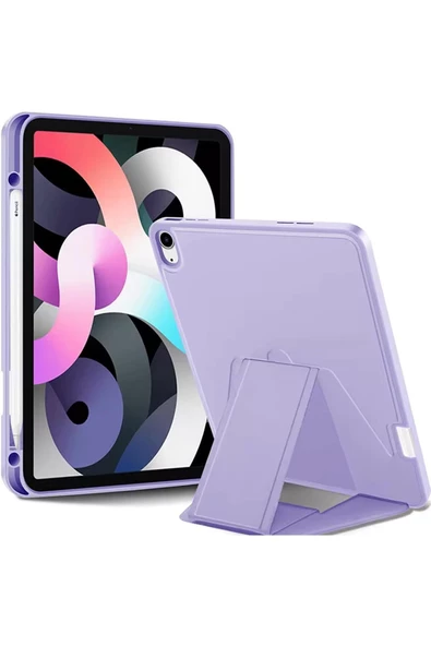 iPad Pro 11 2022 ile uyumlu Kılıf Lüks Kadife İç Kaplamalı Suni Deri, Mıknatıslı V- Stand