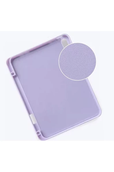 Galaxy Tab S9 Fe ile uyumlu Kılıf Lüks Kadife İç Kaplamalı Suni Deri, Mıknatıslı V- Stand Arka Kapak - Resim 4