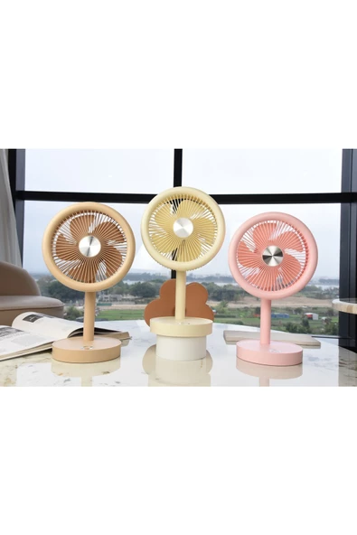 Taşınabilir Mini USB Fan 4 Kademeli Dönebilen Başlıklı Şarjlı Mini Vantilatör Soğutucu 30cm YS2283