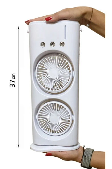 37cm Buharlı Çift Pervaneli Vantilatör Uzaktan Kumandalı Taşınabilir Type-c Kablolu Midi Fan Hr002 - 2