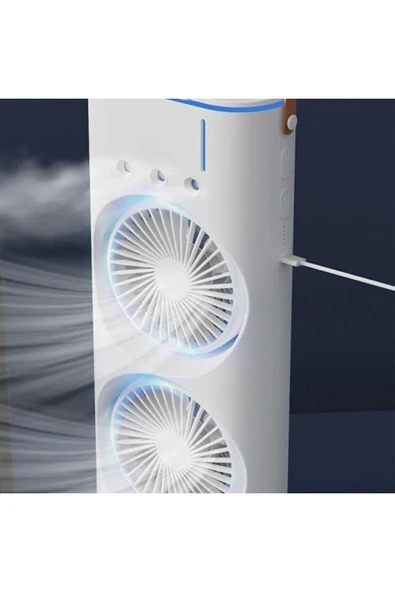 37cm Buharlı Çift Pervaneli Vantilatör Uzaktan Kumandalı Taşınabilir Type-c Kablolu Midi Fan Hr002 - 7
