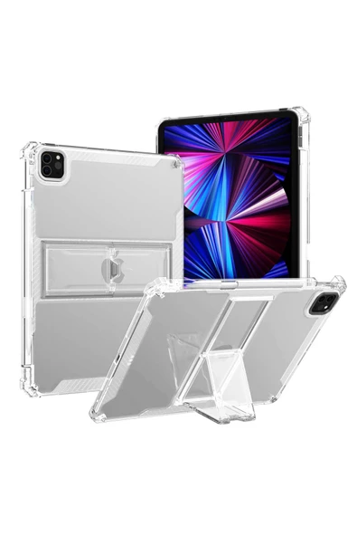 Şok Koruma iPad 10.9 2022-2023 Uyumlu Tablet Kılıfı Darbelere Karşı Silikon Koruma Standlı Kılıf ürün görseli