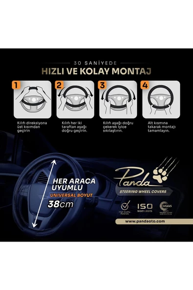 Panda Oto Direksiyon Kılıfı - Delikli Deri - 2