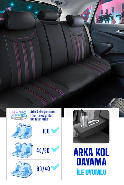 Panda Kılıf Panda Miami Serisi Deri Oto Koltuk Kılıfı - Tam Set - 6
