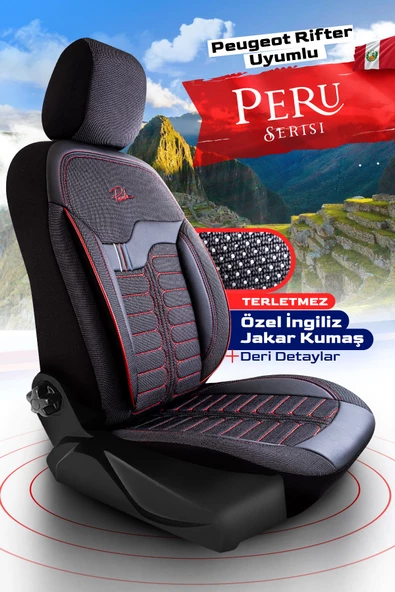Panda Şili Serisi Ingiliz Jakar Kumaş Peugeot Rifter Uyumlu Oto Koltuk Kılıfı - Tam Set - 2