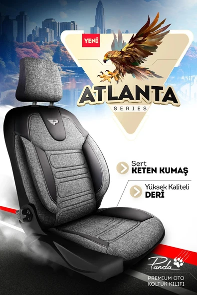 Panda Kılıf Panda Atlanta Serisi Keten Kumaş Oto Koltuk Kılıfı Tam Set - 12