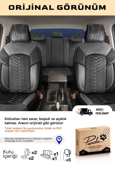 Panda Kılıf Panda Dubai Serisi Kadife Oto Koltuk Kılıfı - Tam Set - Resim 6