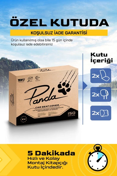 Panda Mars Serisi File Kumaş Oto Koltuk Minderi - Ön 2 Koltuk - 6
