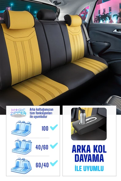Panda Kılıf Panda Miami Serisi Deri Oto Koltuk Kılıfı - Tam Set - 9