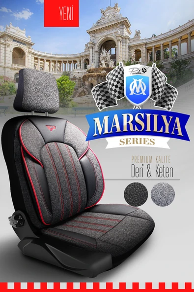 Panda Kılıf PANDA MARSİLYA SERİSİ KETEN KUMAŞ OTO KOLTUK KILIFI - TAM SET - Resim 6