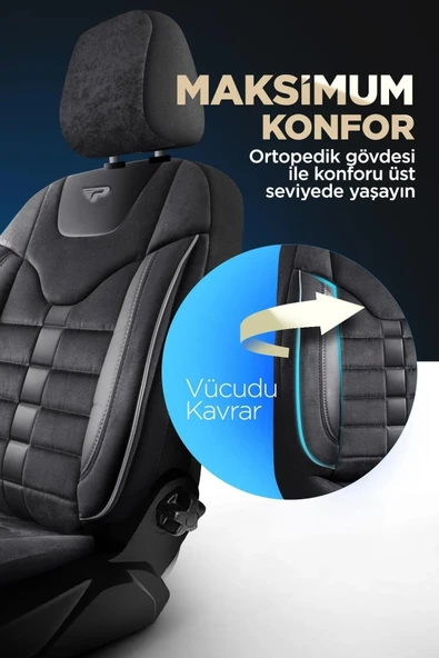 Panda Kılıf Panda Toronto Serisi Süet Kumaş Oto Koltuk Kılıfı - Tam Set - Resim 5