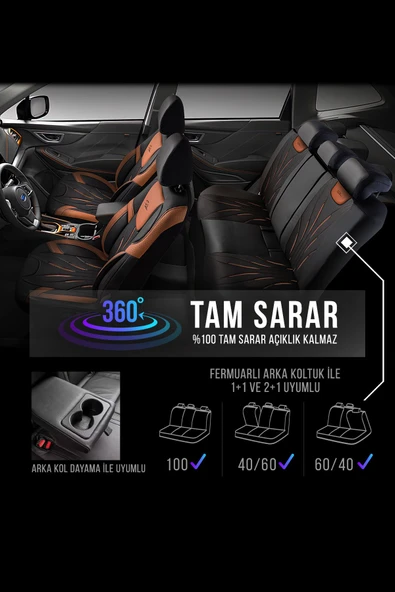 Panda Kılıf PANDA PARS SERİSİ DERİ OTO KOLTUK KILIFI - TAM SET - 12