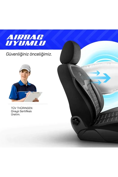 Panda Kılıf PANDA LONDRA SERİSİ İNGİLİZ JAKAR KUMAŞ TİCARİ OTO KOLTUK KILIFI - TAM SET - Resim 6