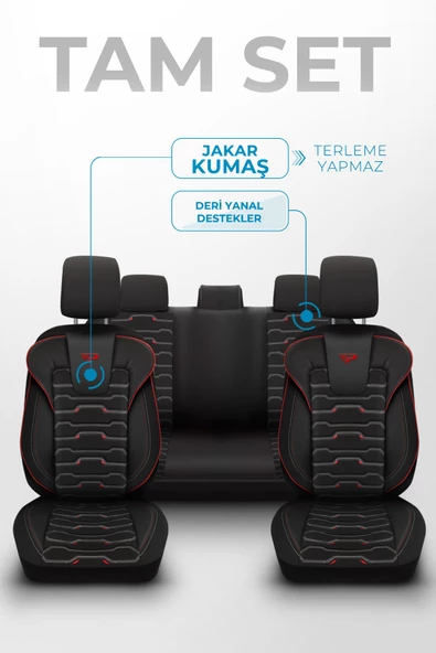 Panda Sport Serisi Jakar Kumaş Oto Koltuk Kılıfı - Tam Set - 2