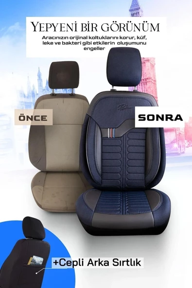 Panda Londra Serisi Ingiliz Jakar Kumaş Oto Koltuk Kılıfı - Tam Set - 4
