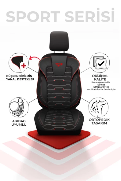 Panda Sport Serisi Jakar Kumaş Oto Koltuk Kılıfı - Tam Set - 3