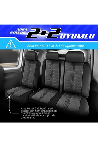 PANDA LONDRA SERİSİ İNGİLİZ JAKAR KUMAŞ TİCARİ OTO KOLTUK KILIFI - TAM SET - 3