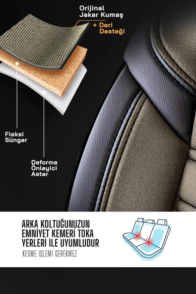 Panda Kılıf Panda Berlin Serisi Jakar Kumaş Oto Koltuk Kılıfı - Tam Set - Resim 6