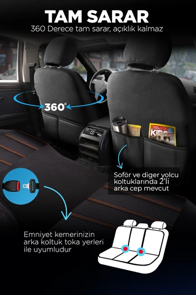 PANDA SPECİAL SERİSİ JAKAR KUMAŞ OTO KOLTUK KILIFI - 6