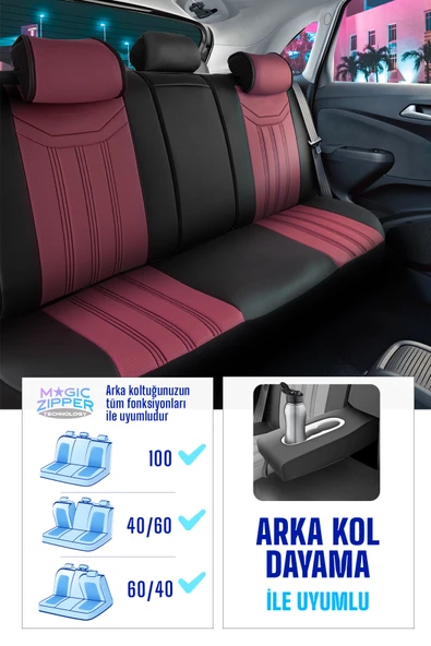 Panda Kılıf Panda Miami Serisi Deri Oto Koltuk Kılıfı - Tam Set - Resim 3