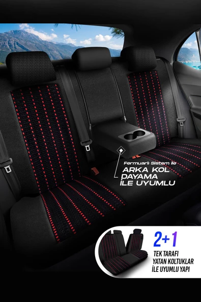 Panda Datça Serisi Kilim Kumaş Oto Koltuk Kılıfı - Tam Set - 3