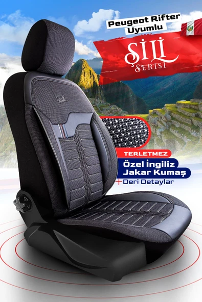 Panda Kılıf Panda Şili Serisi Ingiliz Jakar Kumaş Peugeot Rifter Uyumlu Oto Koltuk Kılıfı - Tam Set - 4