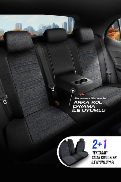 Panda Atlanta Serisi Keten Kumaş Oto Koltuk Kılıfı - Tam Set - 3