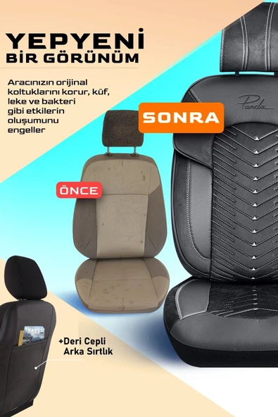 Panda Dubai Serisi Kadife Oto Koltuk Kılıfı - Tam Set - 4
