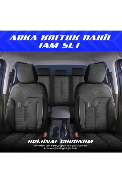 PANDA LONDRA SERİSİ İNGİLİZ JAKAR KUMAŞ TİCARİ OTO KOLTUK KILIFI - TAM SET - 4