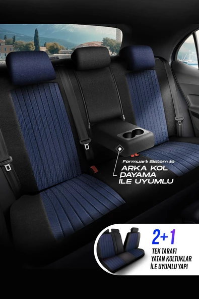 PANDA PRAG SERİSİ PİKE KUMAŞ OTO KOLTUK KILIFI - TAM SET - 2
