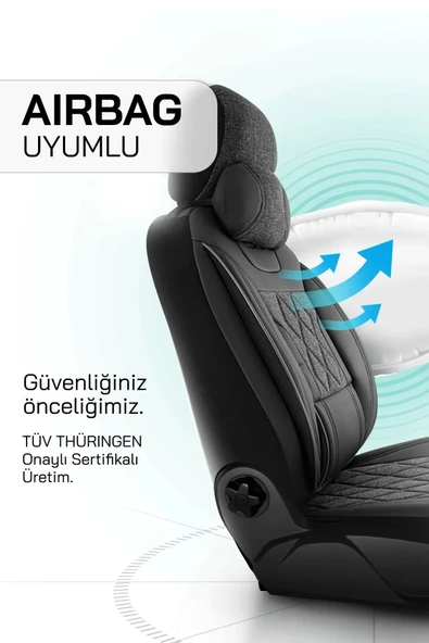 Panda Kılıf Panda Marmaris Serisi Keten Kumaş Oto Koltuk Kılıfı - Tam Set - Resim 5