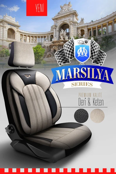 Panda Kılıf PANDA MARSİLYA SERİSİ KETEN KUMAŞ OTO KOLTUK KILIFI - TAM SET - 8