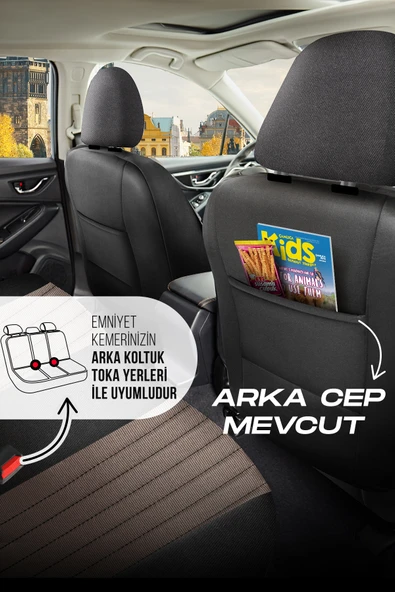 Panda Kılıf Panda Prag Serisi Pike Kumaş Oto Koltuk Kılıfı - Tam Set - Resim 6