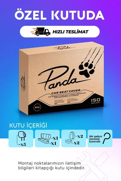 Panda Berlin Serisi Jakar Kumaş Oto Koltuk Kılıfı - 8