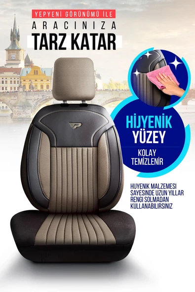 PANDA PRAG SERİSİ PİKE KUMAŞ OTO KOLTUK KILIFI - TAM SET - 3