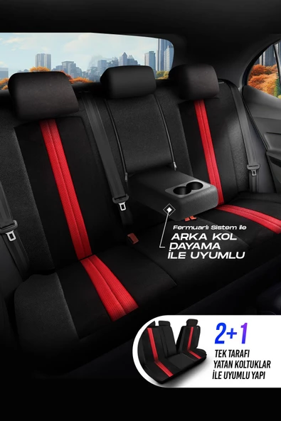 PANDA LİZBON SERİSİ ALAKANTRA KUMAŞ OTO KOLTUK KILIFI - TAM SET - 3