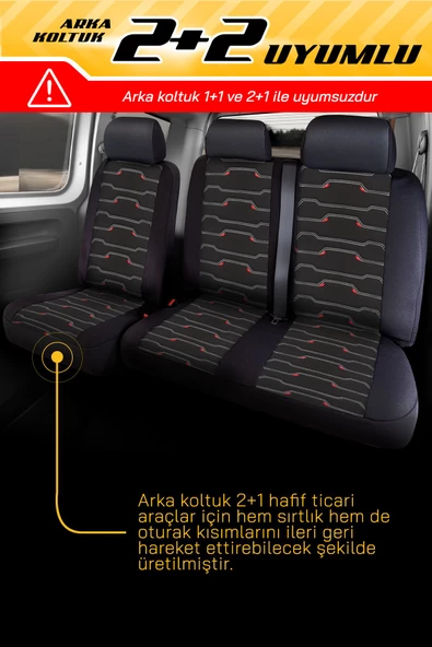 Panda Sportline Serisi Ingiliz Jakar Kumaş Ticari Oto Koltuk Kılıfı - Tam Set - 3