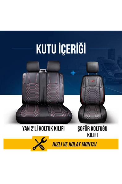 PANDA VW TRANSPORTER UYUMLU DERİ OTO KOLTUK KILIFI - A2 - 4
