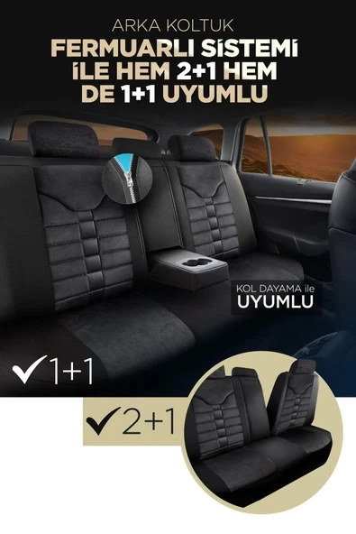 Panda Toronto Serisi Süet Kumaş Oto Koltuk Kılıfı - Tam Set - 3