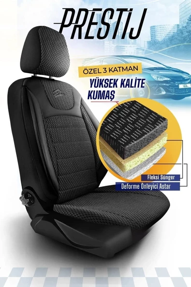 Panda Kılıf PANDA PRESTİJ SERİSİ DOKUMA KUMAŞ OTO KOLTUK KILIFI TAM SET - 7