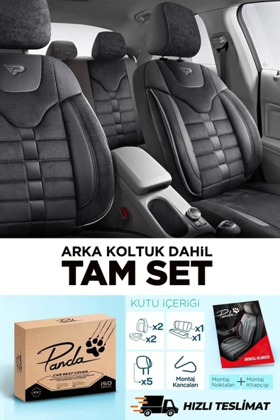 Panda Kılıf Panda Toronto Serisi Süet Kumaş Oto Koltuk Kılıfı - Tam Set - Resim 7