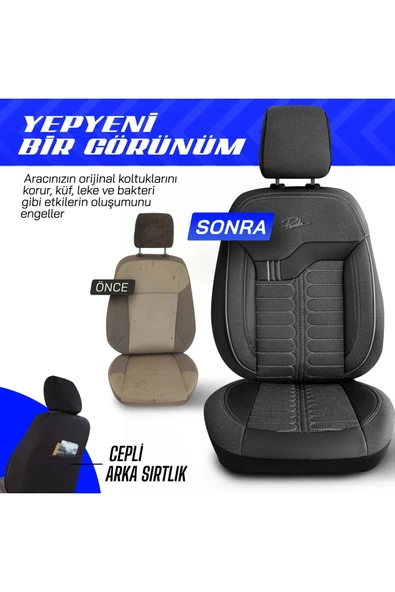 Panda Kılıf PANDA LONDRA SERİSİ İNGİLİZ JAKAR KUMAŞ TİCARİ OTO KOLTUK KILIFI - TAM SET - Resim 7